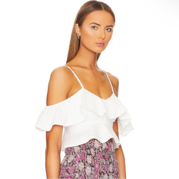 NEW ISABEL MARANT ETOILE REVOLVE WHITE COLD-SHOULDER CROP TOP - Picture 4 of 10
